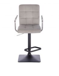 Barová židle VERONA VELUR na černé základně - světle šedá