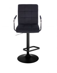 Barová židle VERONA VELUR na černém talíři - černá