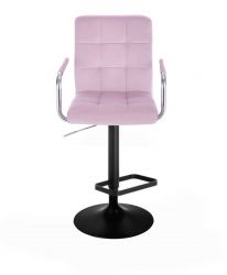 Barová židle VERONA VELUR na černém talíři - fialový vřes