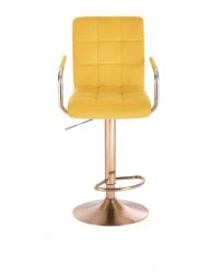 Barová židle VERONA VELUR na zlatém talíři - žlutá