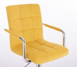 Barová židle VERONA VELUR na zlatém talíři - žlutá