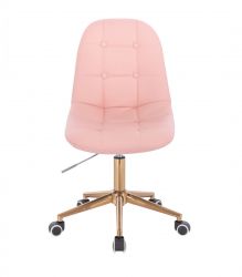 Kosmetická židle SAMSON na zlaté základně s kolečky - růžová