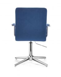 Kosmetická židle VERONA VELUR na stříbrném kříži - modrá
