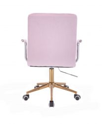Kosmetická židle VERONA VELUR na zlaté podstavě s kolečky - fialový vřes