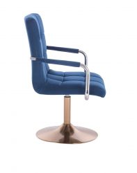 Kosmetická židle VERONA VELUR na zlatém talíři - modrá