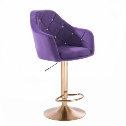 Barová židle ROMA VELUR na zlatém talíři - fialová