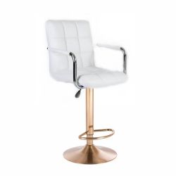 Barová židle VERONA na zlatém talíři - bílá