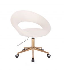 Kosmetická židle NAPOLI na zlaté podstavě s kolečky - bílá