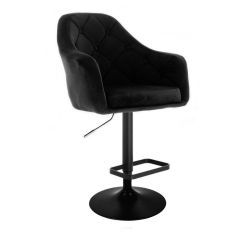 Barová židle ANDORA VELUR na černém talíři - černá
