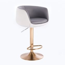 Barová židle MONTANA na zlatém talíři - bílo-šedá