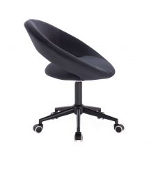 Kosmetická židle NAPOLI VELUR na černé podstavě s kolečky - černá