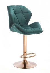 Barová židle MILANO MAX VELUR na zlatém talíři - zelená