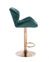  Barová židle MILANO VELUR na zlatém talíři - zelená