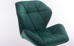 Kosmetická židle MILANO MAX VELUR na zlaté podstavě s kolečky - zelená