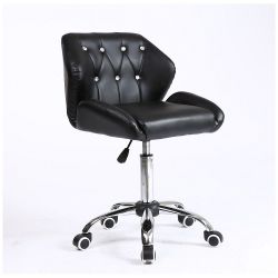 Kosmetická židle LION na stříbrné podstavě s kolečky - černá