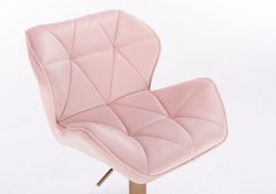 Barová židle MILANO VELUR na stříbrném talíři - světle růžová