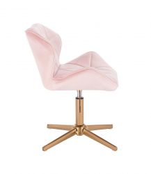 Kosmetická židle MILANO VELUR na zlatém kříži - světle růžová
