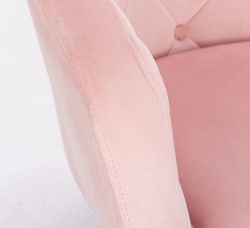 Kosmetické křeslo ANDORA VELUR na stříbrné podstavě s kolečky - světle růžové