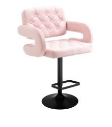 Barová židle ADRIA VELUR na černém talíři - růžová