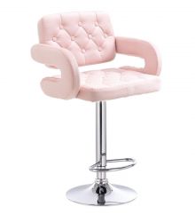 Barová židle  ADRIA VELUR na stříbrném talíři - růžová