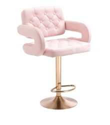Barová židle  ADRIA VELUR na zlatém talíři - růžová