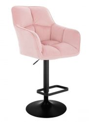 Barová židle AMALFI VELUR na černém talíři - růžová