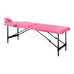 Skládací hliníkový masážní stůl Activ Fizjo Komfort 2 segmenty - růžový, černý hliník