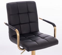 Kosmetická židle VERONA GOLD na černé podstavě s kolečky - černá