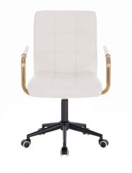Kosmetická židle VERONA GOLD na černé podstavě s kolečky - bílá