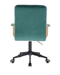 Kosmetická židle VERONA GOLD VELUR na černé podstavě s kolečky - zelená