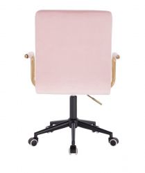 Kosmetická židle VERONA GOLD VELUR na černé podstavě s kolečky - růžová