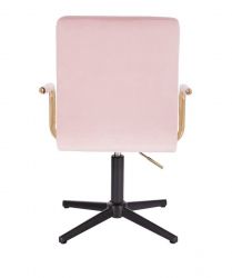 Kosmetická židle VERONA GOLD VELUR na černém kříži - růžová