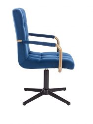 Kosmetická židle VERONA GOLD VELUR na černém kříži - modrá