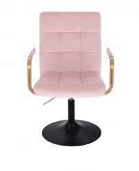 Kosmetická židle VERONA GOLD VELUR na černém talíři - růžová