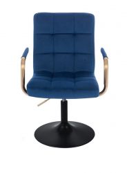Kosmetická židle VERONA GOLD VELUR na černém talíři - modrá