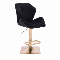 Barová židle MILANO MAX VELUR na zlaté hranaté podstavě - černá