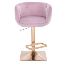 Barová židle MONTANA  VELUR na zlaté hranaté podstavě - fialový vřes