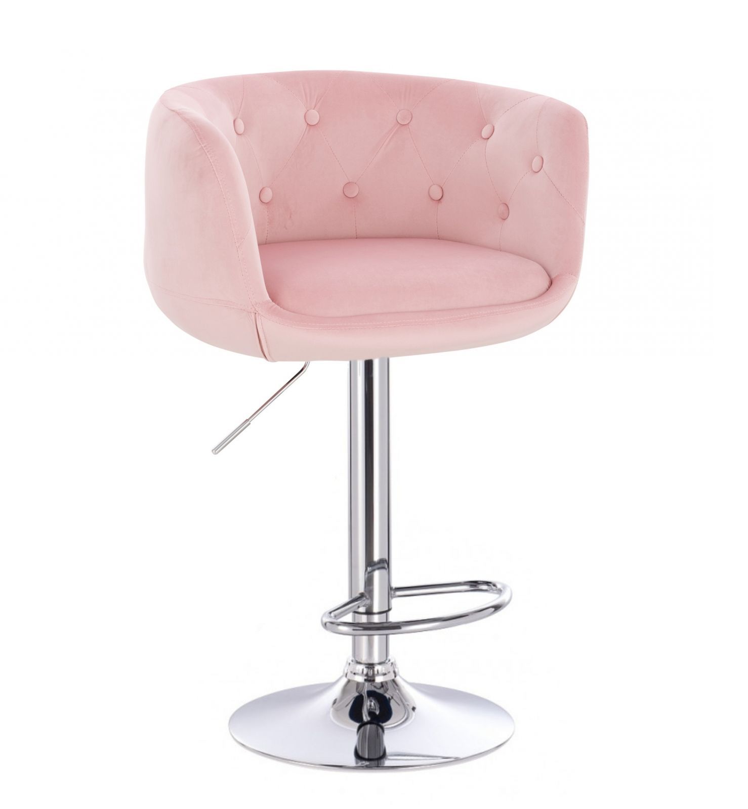 Barová židle MONTANA VELUR na stříbrném talíři - růžová