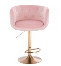 Barová židle MONTANA VELUR na zlatém talíři - růžová