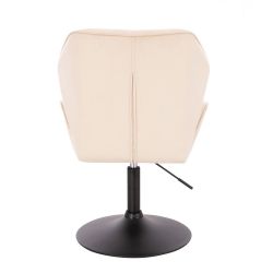Kosmetická židle MILANO MAX VELUR na černém talíři - krémová