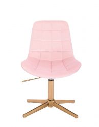 Kosmetická židle PARIS VELUR na zlatém kříži- světle růžová