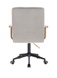 Kosmetická židle VERONA GOLD VELUR na černé podstavě s kolečky - světle šedá
