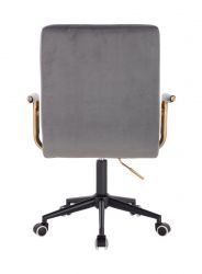 Kosmetická židle VERONA GOLD VELUR na černé podstavě s kolečky - tmavě šedá