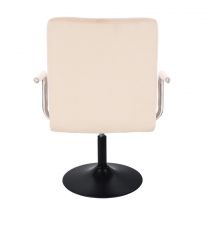 Kosmetická židle VERONA VELUR na černém talíři - krémová