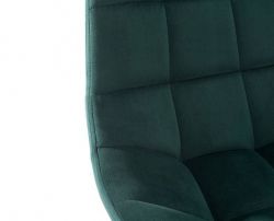 Barová židle PARIS VELUR na černé kulaté podstavě - zelená