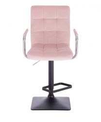 Barová židle VERONA VELUR na černé základně - růžová