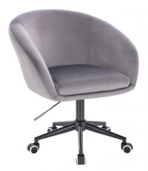 Kosmetická židle VENICE VELUR na černé podstavě s kolečky - světle šedá