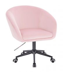 Kosmetická židle VENICE VELUR na černé podstavě s kolečky - růžová