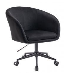 Kosmetická židle VENICE VELUR na černé podstavě s kolečky - černá