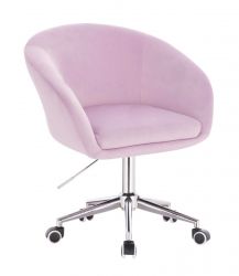 Kosmetická židle VENICE VELUR na stříbrné podstavě s kolečky - levandule